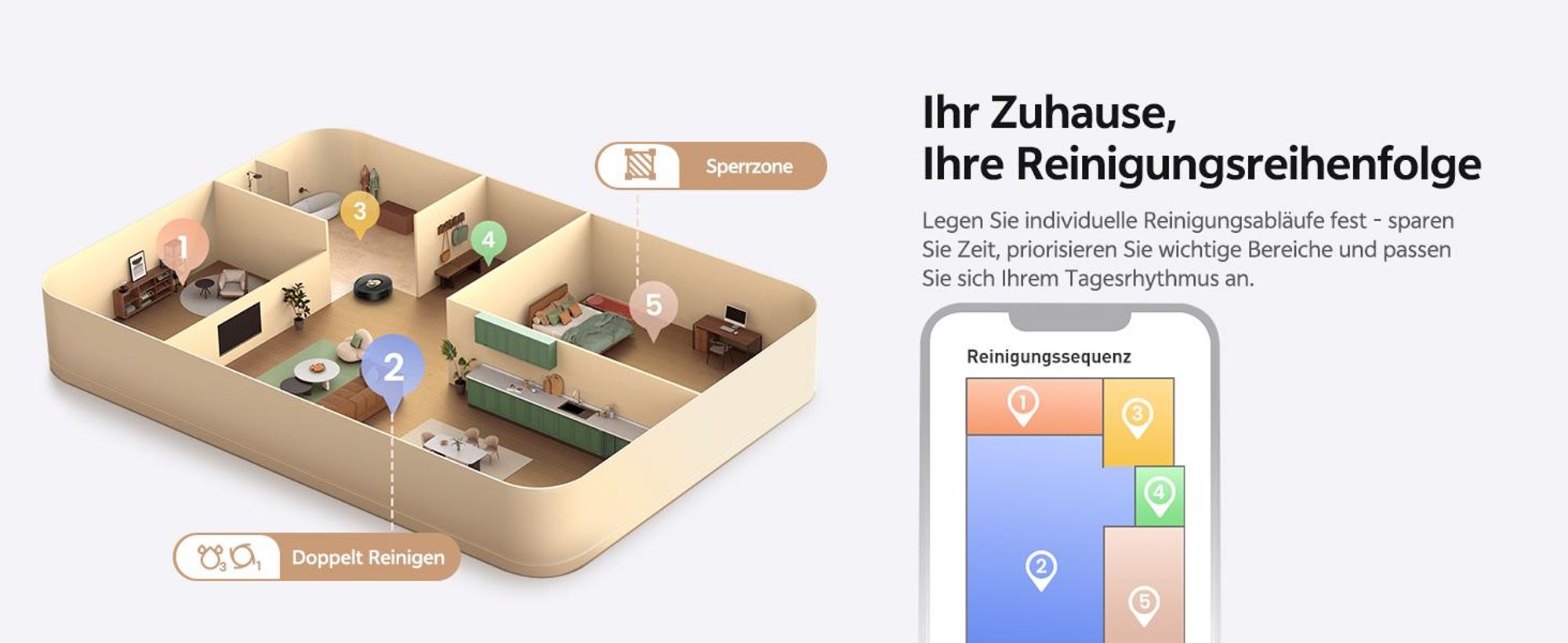 Vactidy W9 Saugroboter mit Wischfunktion, 3-in-1 Saug und Wischroboter mit LiDAR Navigation, 5000Pa 150Min Roboter Staubsauger mit App-Anpasssteuerung