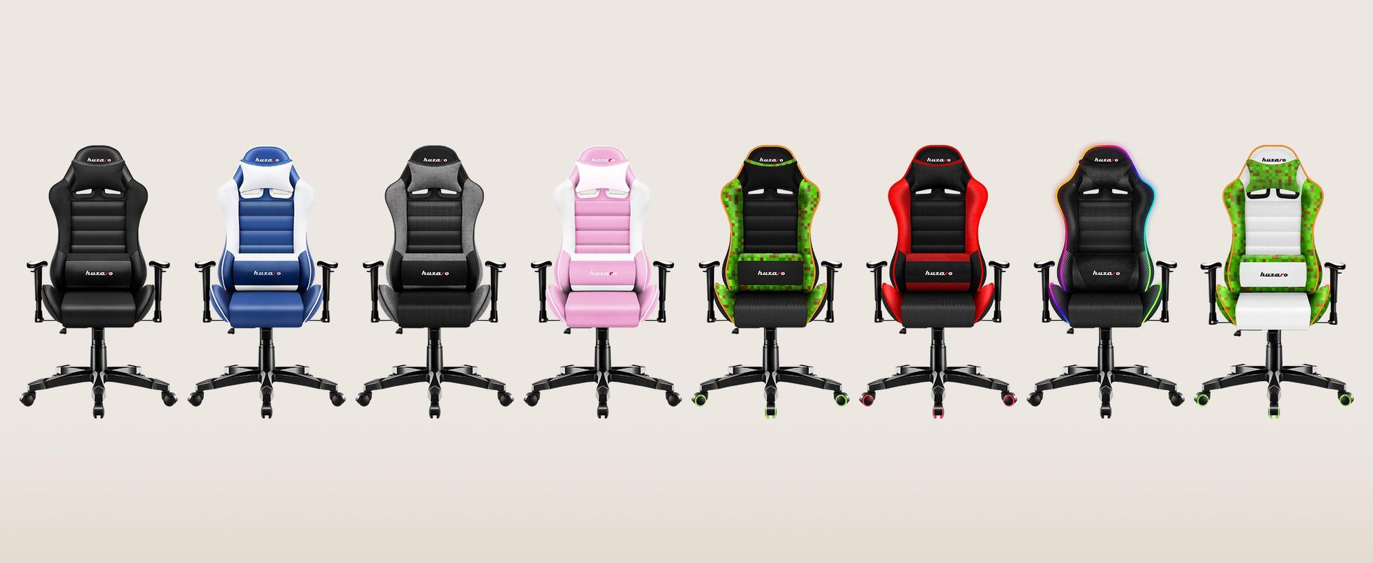 Huzaro Kinder Schreibtischstuhl Ranger 6.0 Gaming Stuhl Racing Sessel Bürostuhl Drehstuhl Gamer bis 130 kg RGB Led Schwarz