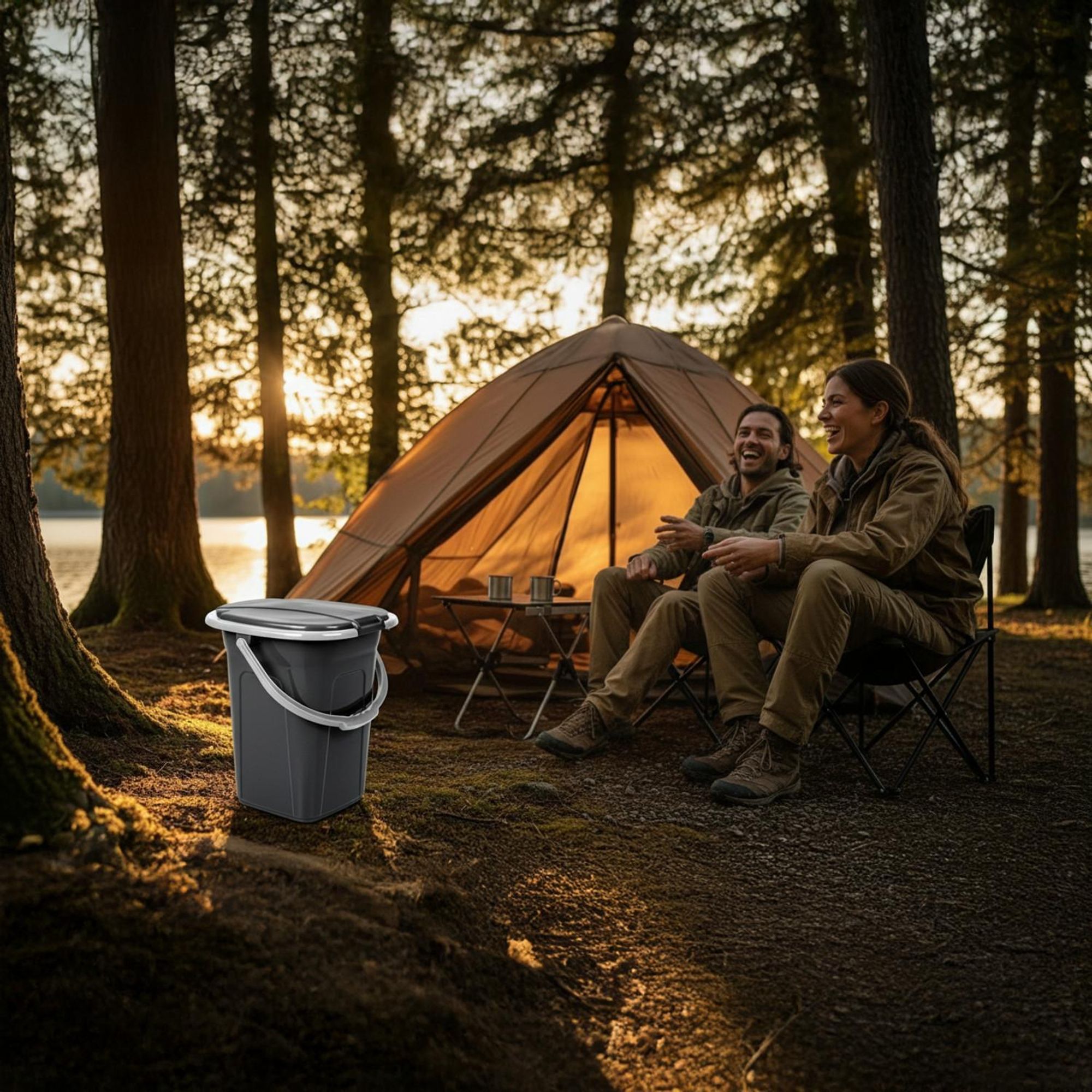 Reise WC Toilette Campingtoilette Eimertoilette Mobil Camping Outdoor Eimer 19L Anthrazit