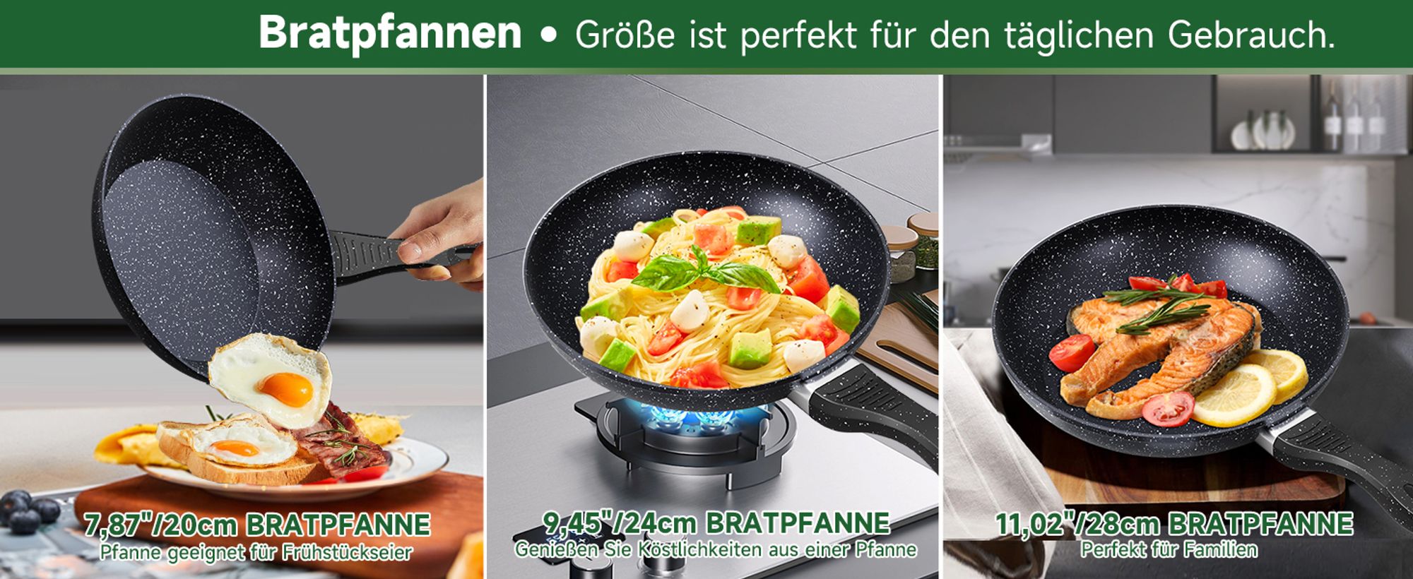 Pfannenset Scheffler Bratpfanne, Pfanne Induktion, Pfanne 24cm,20cm, Beschichtete Pfanne, Pan mit Antihaft-Beschichtung, Pfannenset, Frying Pan