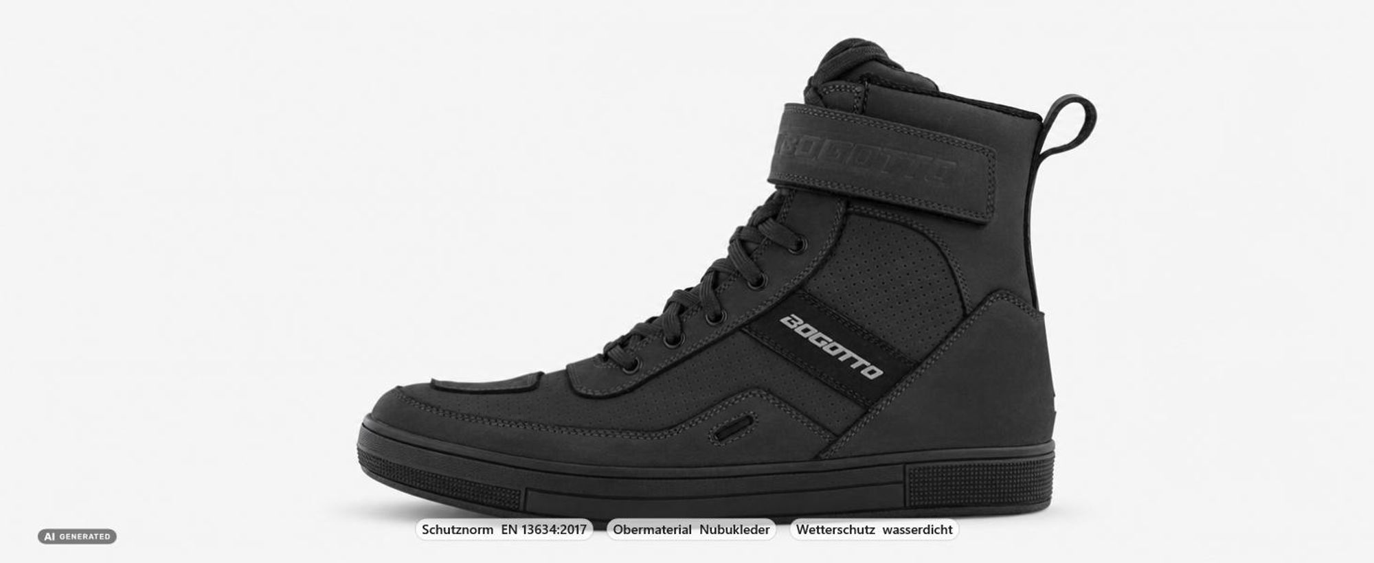 Bogotto Denton perforierte wasserdichte Motorrad Schuhe, grau, 42