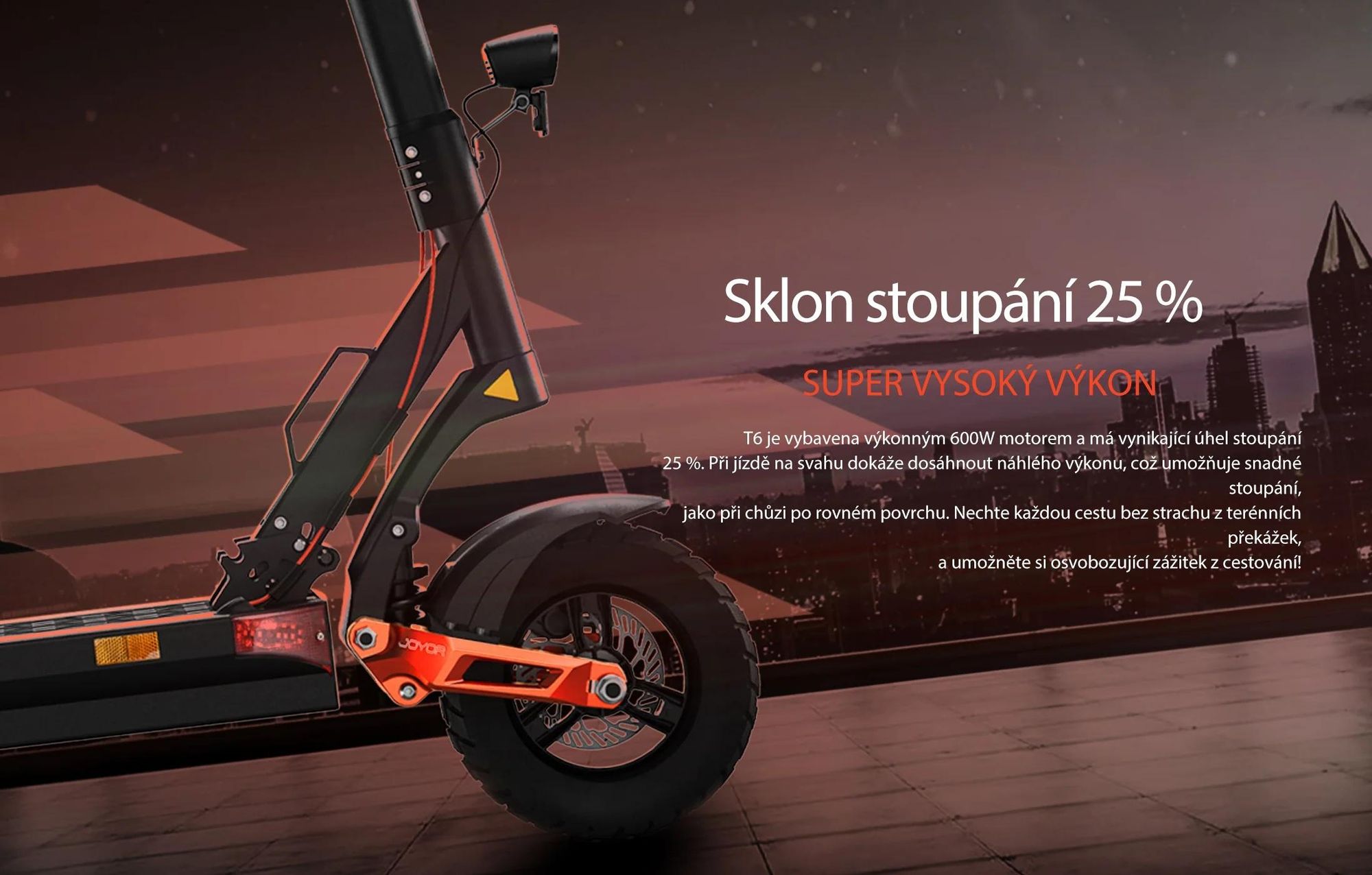JOYOR T6 Skládací Elektrická koloběžka - 600W Motor 48V18AH Baterie 10 Palcové Pneumatiky Disk Brzdami - Černá
