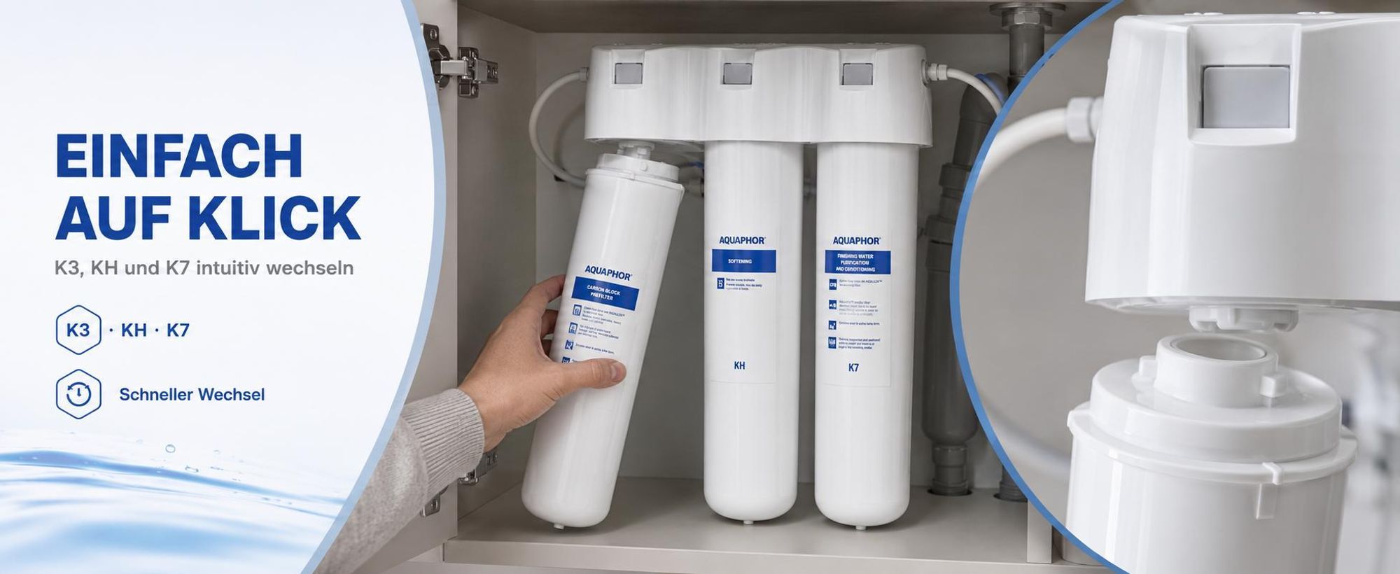 Aquaphor Crystal H Unterirdischer Filter, reduziert Kalkablagerungen 3-stufige Filterung bis zu 6000L
