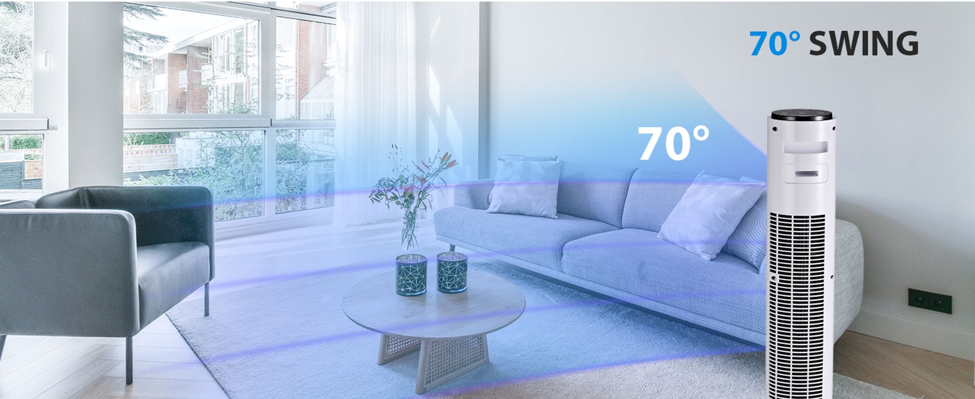 HOMCOM Turmventilator oszillierender 3 Modi Standventilator mit fernbedienung