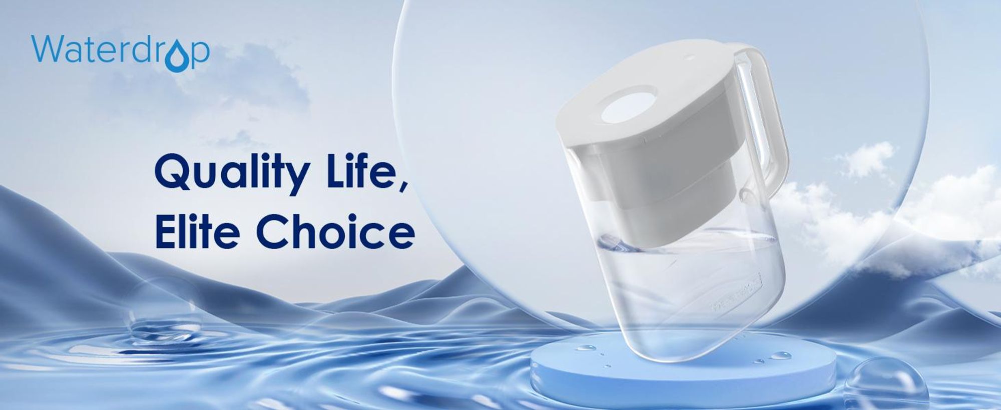 Waterdrop Lucid Wasserfilterkrug mit 4×90-Tage-Filter, 3,5 l, NSF-, BPA-frei, Weiß (Ersatzfilter: WD-PF-01A Plus)