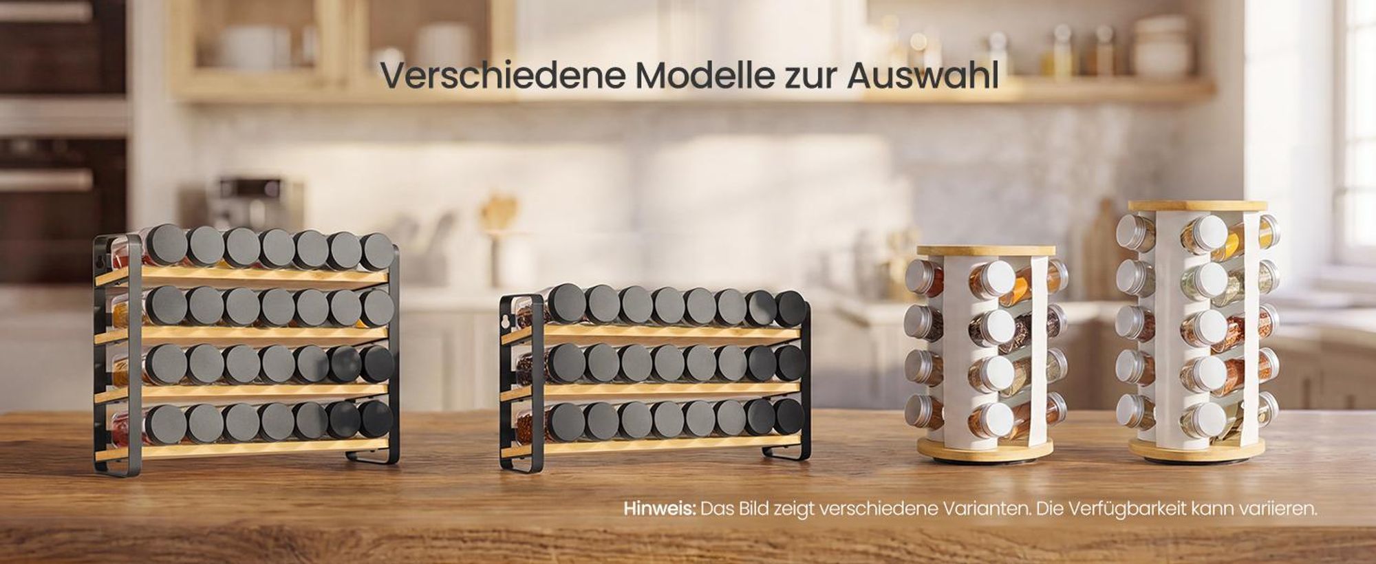 SONGMICS Gewürzregal mit 28 Gewürzgläsern, Gewürz-Organizer, Küchenregal, mit Etiketten und Zubehör, schwarz-naturfarben
