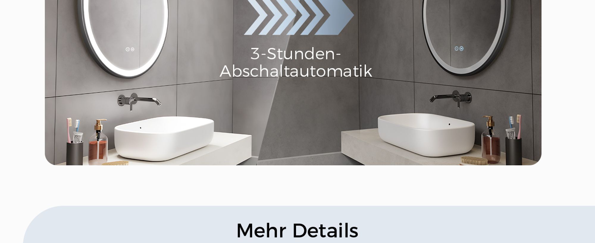 Heilmetz Rund Spiegel 50cm Badspiegel mit Beleuchtung Wandspiegel Dimmbar 3 Lichtfarbe LED Badezimmerspiegel mit Touchschalter Lanyard Aufhängung