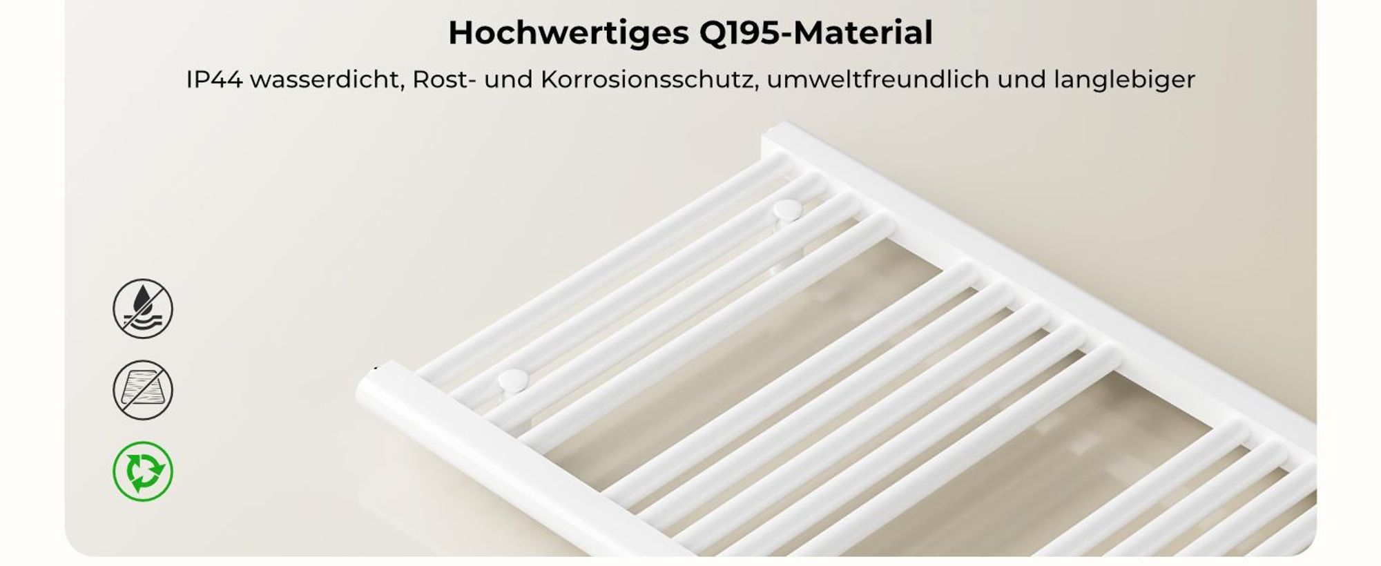 Heilmetz Badheizkörper 600W Elektrisch Handtuchheizkörper Heizkörper 120 x 60 cm Elektrischer Handtuchtrockner Weiß Rundrohr