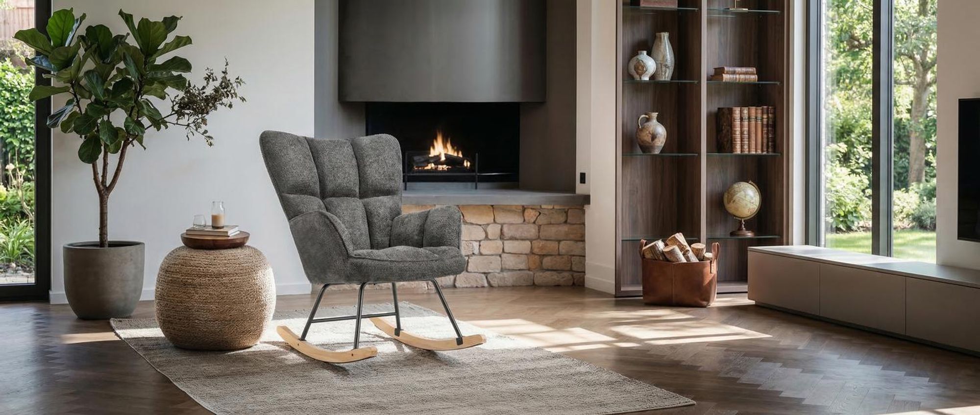 tectake® Schaukelstuhl Torve 68 x 96 x 97 cm, Belastbarkeit 120 kg