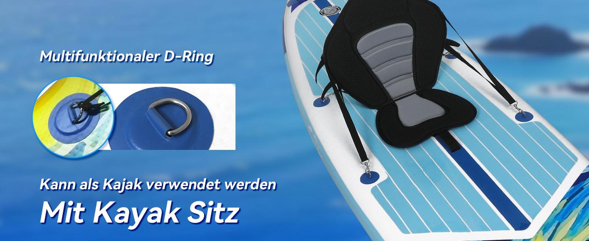 Puluomis SUP Board mit Sitz 335cm, Stand Up Paddle Boards Set, Paddling Paddelboard Surfbrett Aufblasbar, Pumpe Tragetasche, MB. bis 150Kg Blau