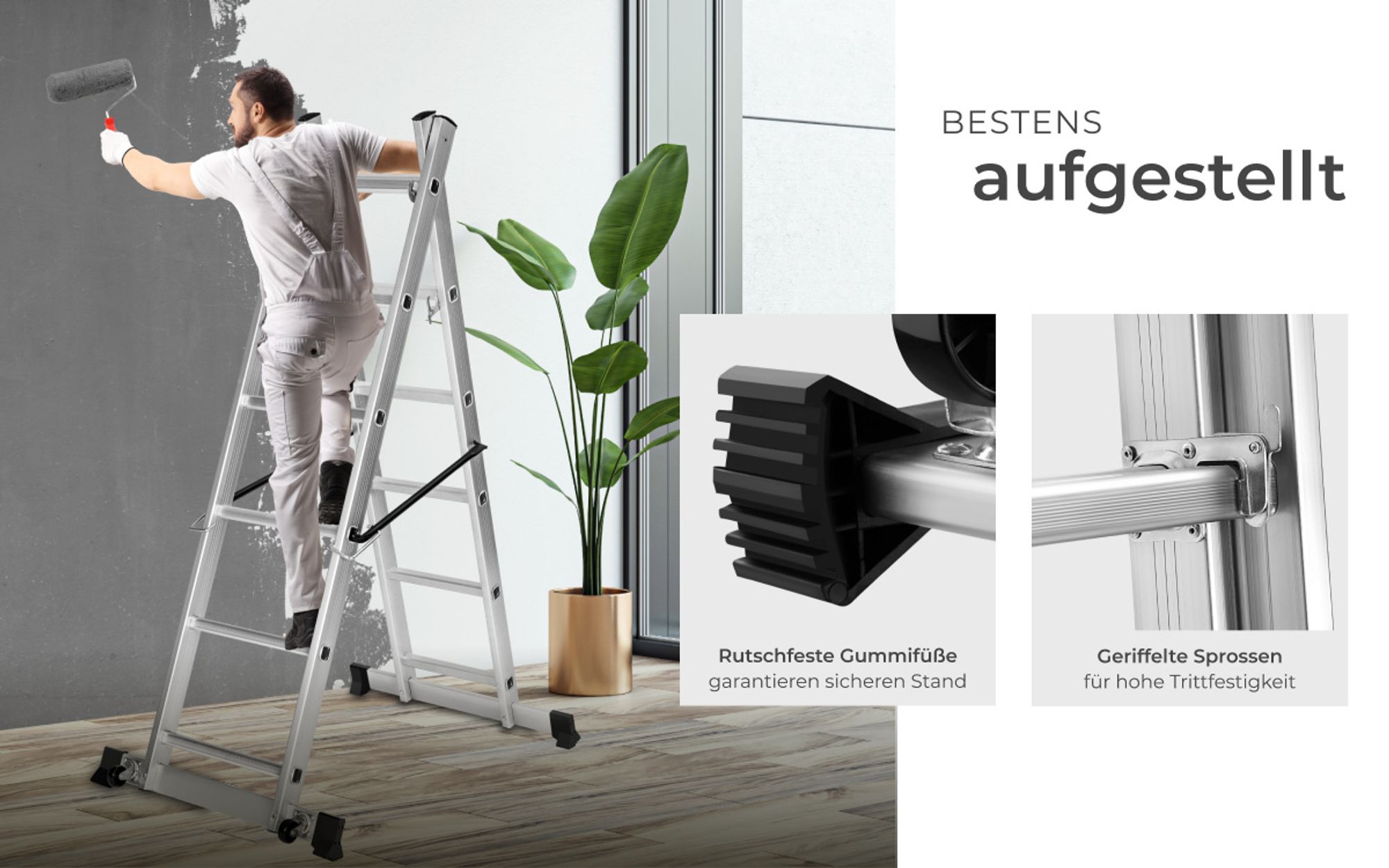 tectake® Aluminium Multigerüst 4 in 1 Belastbarkeit 150 kg