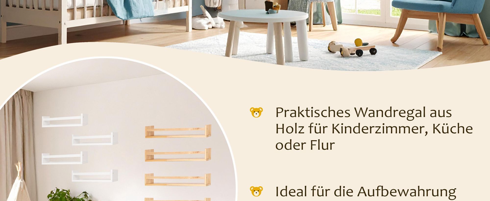 ONVAYA® Wandregal ǀ Weiß 40cm ǀ Massivholz ǀ Naturholz oder Weiß ǀ einfache Installation ǀ 4er-Set ǀ Wandregal aus Holz