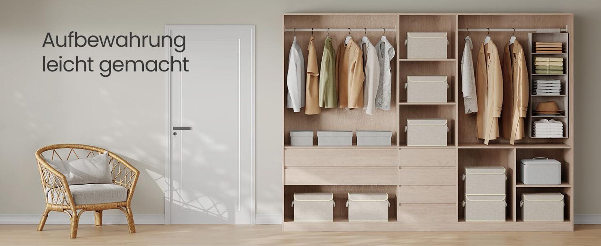 SONGMICS Aufbewahrungsbox 3er Set mit Deckel, Faltbare und Stapelbare Stoffboxen, 38 x 25 x 25 cm, Beige