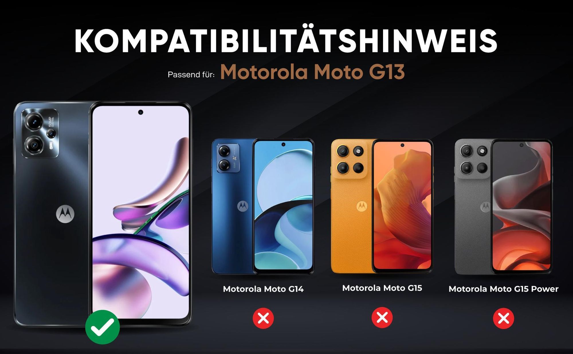Kompatibilitätshinweise Hülle für Motorola Moto G13