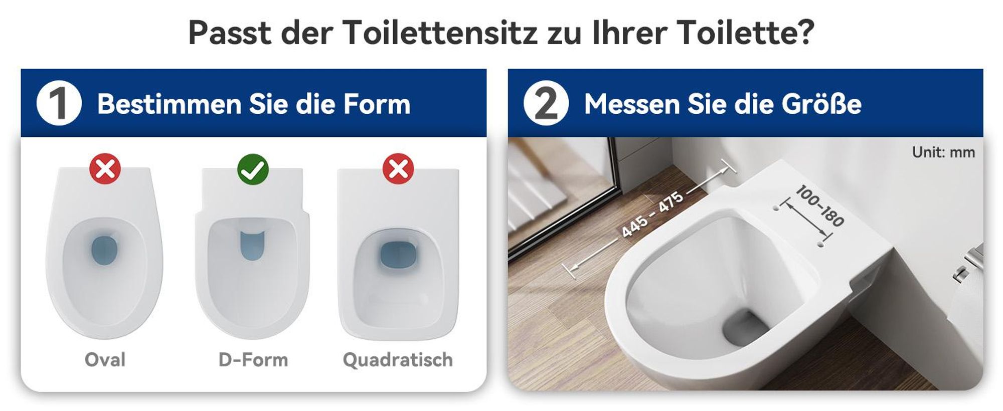 WC Sitz D Form 46 x 36 cm, Toilettendeckel Weiß mit Absenkautomatik, Soft Close, Schnellverschluss, abnehmbar, PP, 250 kg Tragkraft, Cecipa MAX