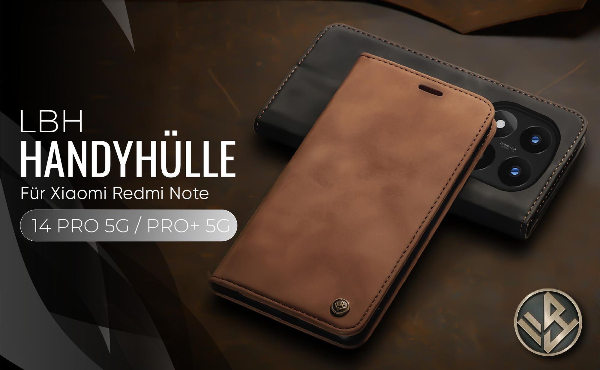 Hochwertige Klapphülle für Xiaomi Redmi Note 14 / 14 Pro+ 5G im klassischen Design