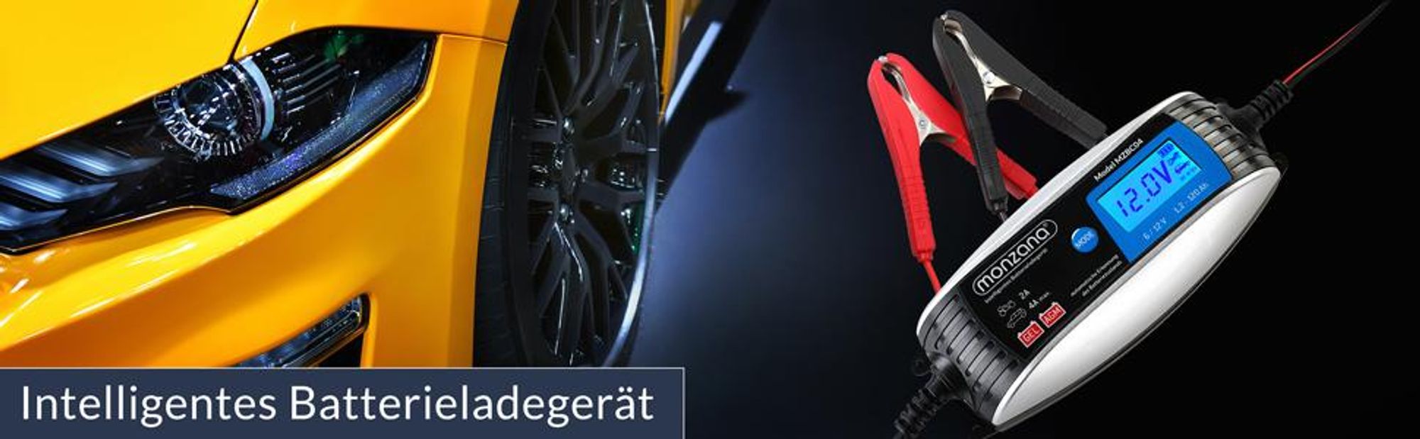 MONZANA® KFZ Batterieladegerät vollautomatisch 6V 12V LCD-Bildschirm Temperaturkompensation Erhaltungsladung intelligentes Ladegerät für Auto Motorrad