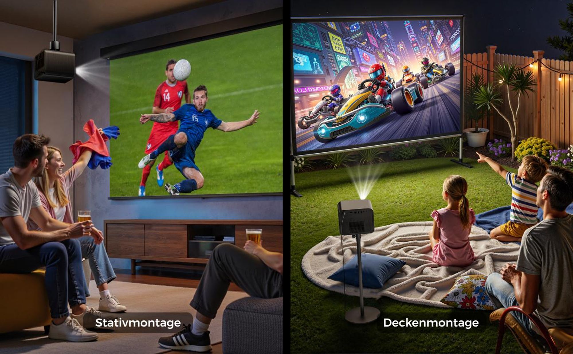 Ultimea Beamer 4k, Poseidon E100 DLP Projektor, 1800 ANSI-Lumen mit Google TV