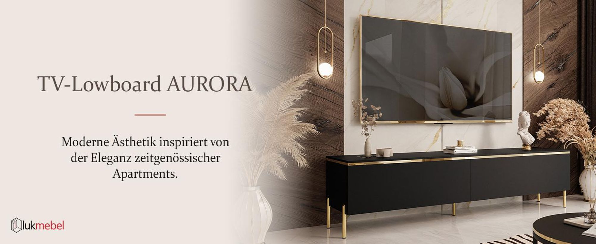 AURORA II schwarz matt TV-Schrank mit Beinen