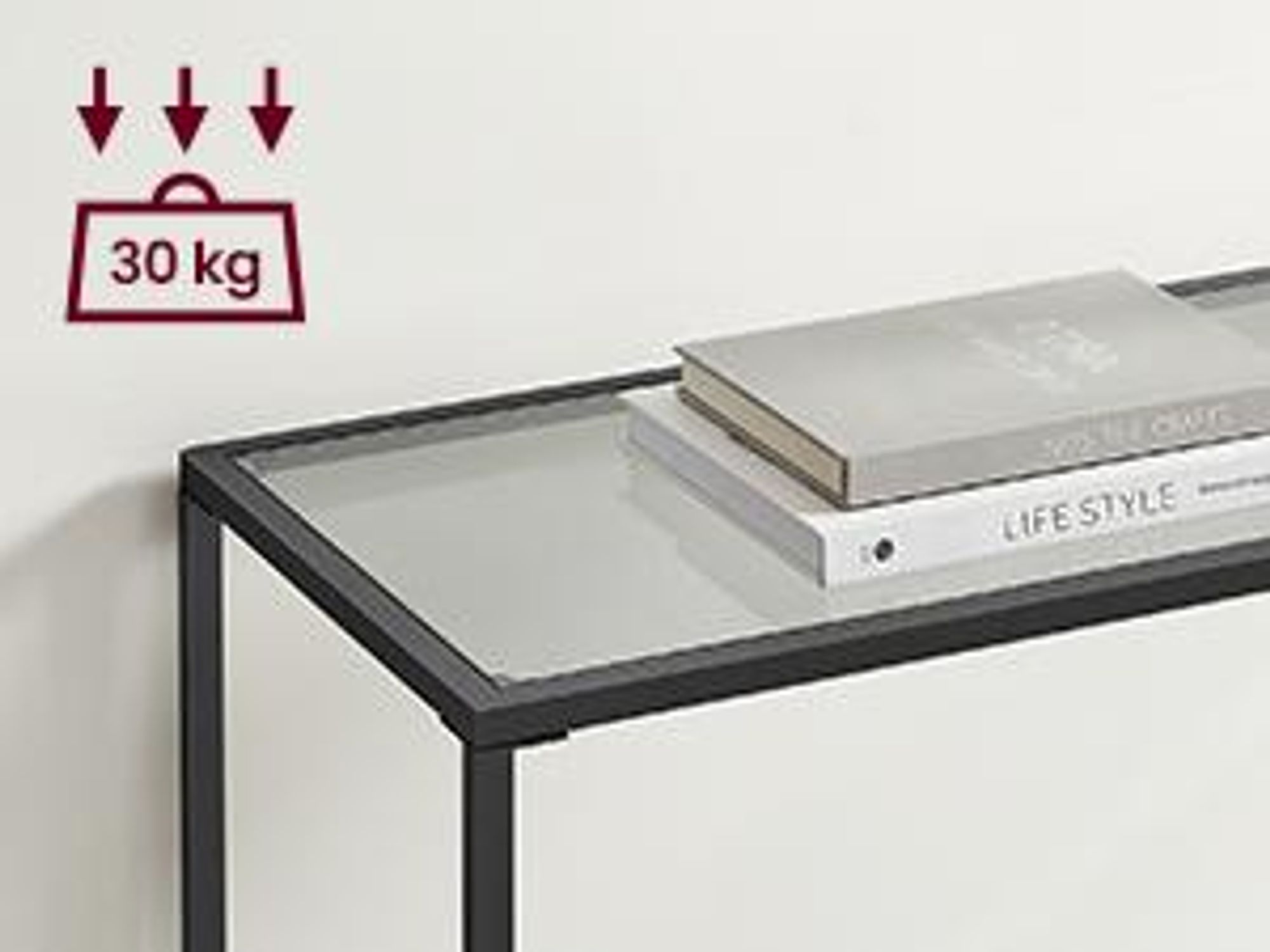 VASAGLE Konsolentisch, Beistelltisch, Oberfläche aus Hartglas, moderner Sofatisch, einfacher Aufbau, verstellbare Füße