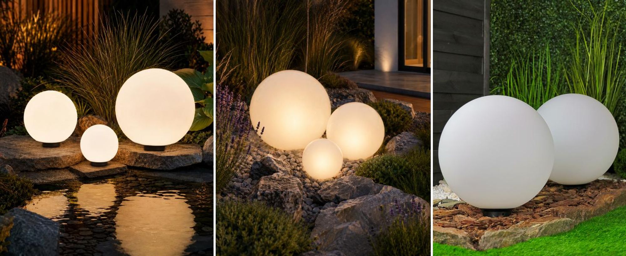 LUMILED Milchig Kugelleuchte 30cm Außen Außenkugelleuchte Kugellampe Weiß Gartenkugel Kugel Wegeleuchte IP44 E27 Fassung Anschlusskabel 1,95 m