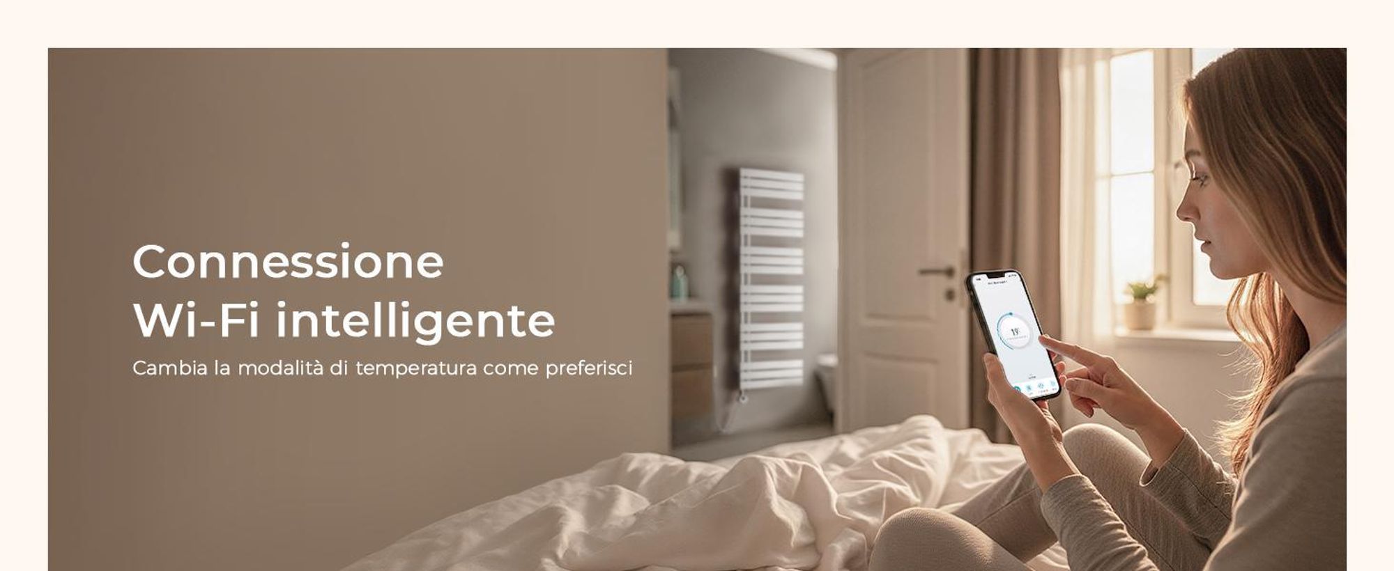 S'AFIELINA 1041x500mm Scaldasalviette elettrico bagno WiFi, termoarredo con termostato, programmabile, LCD, 600 W, asciugamani a basso consumo, bianco
