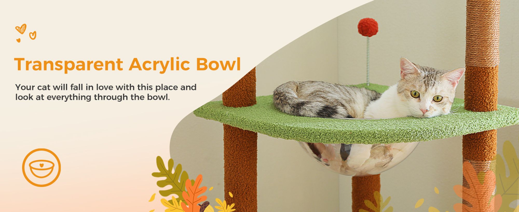 PAWZ Road XXL Katzenbaum 236-258cm mit Sisal-Kratzpfosten, Doppelkondo und Korb für Großkatzen