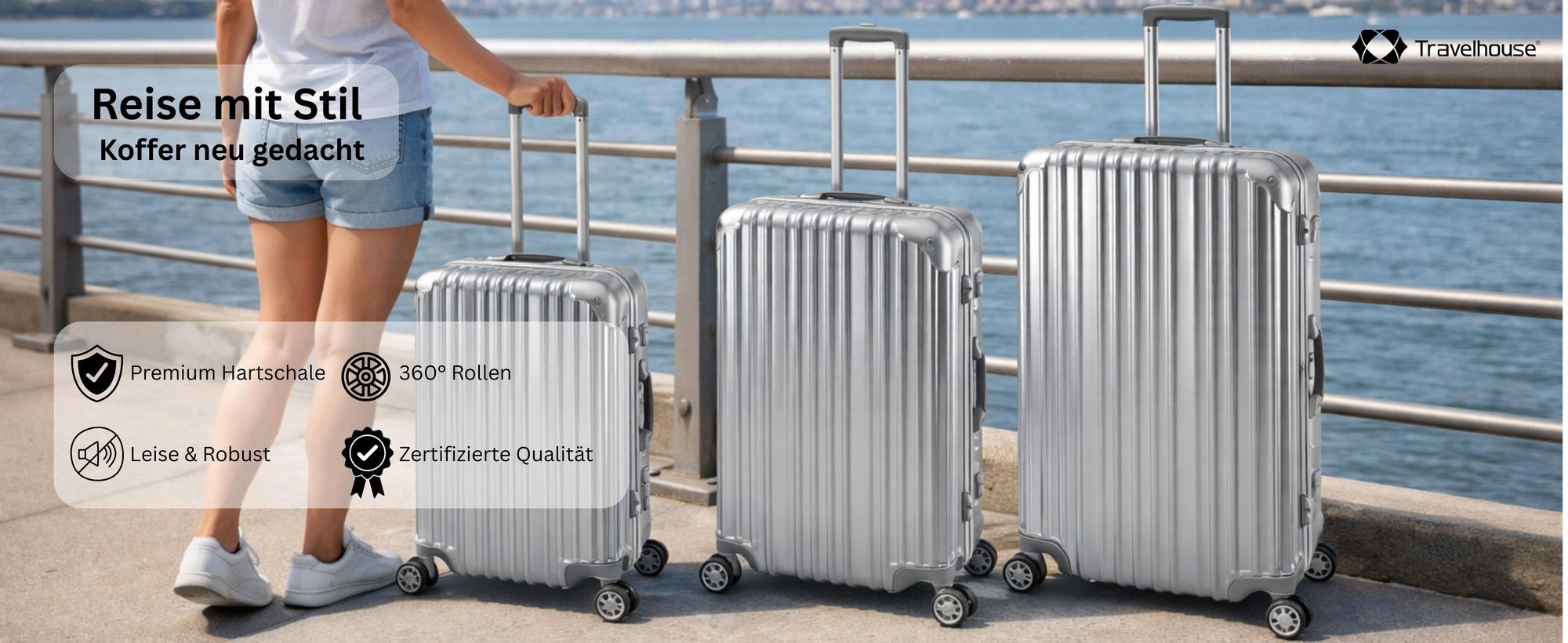 Travelhouse London T1169 Koffer met harde schaal, aluminium frame, verschillende maten en kleuren, zwart, Großer Koffer XL, koffer