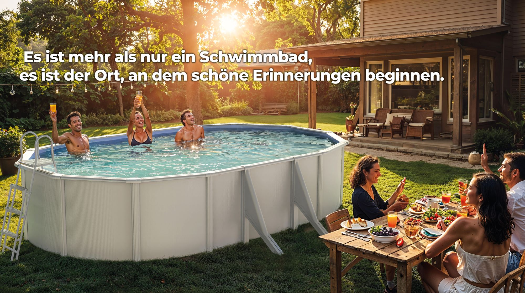 GRE Ovaler Stahlwandpool in Weiß KITPROV503 – 500 x 300 x 120 cm, Komplettset