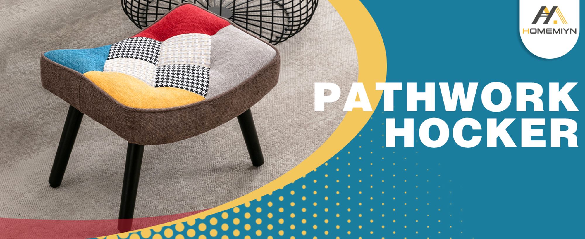 Hocker für Loungesessel Patchwork Sessel Ohrensessel Schaukelstuhl Wohnzimmer Schminktisch
