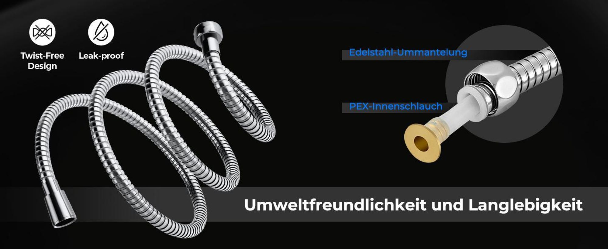 JOHO Edelstahl Duschsystem mit Regendusche ohne Armatur, 25x25 cm Chrom