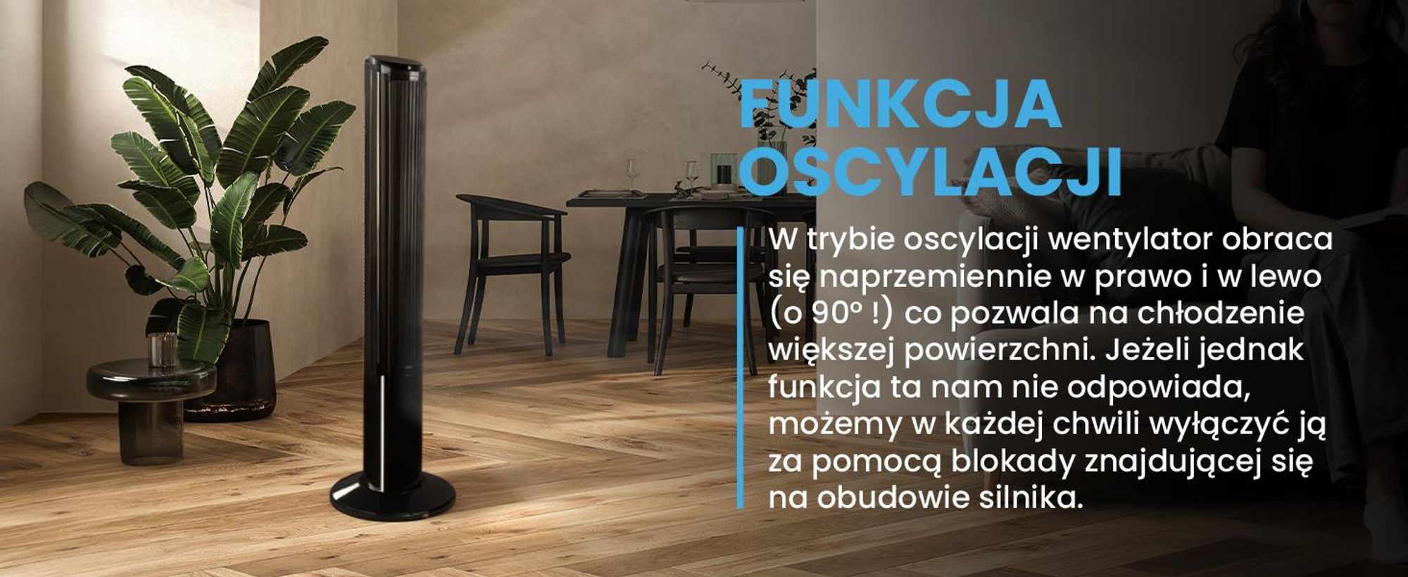 Wentylator kolumnowy z jonizacją ze zdalnym sterowaniem