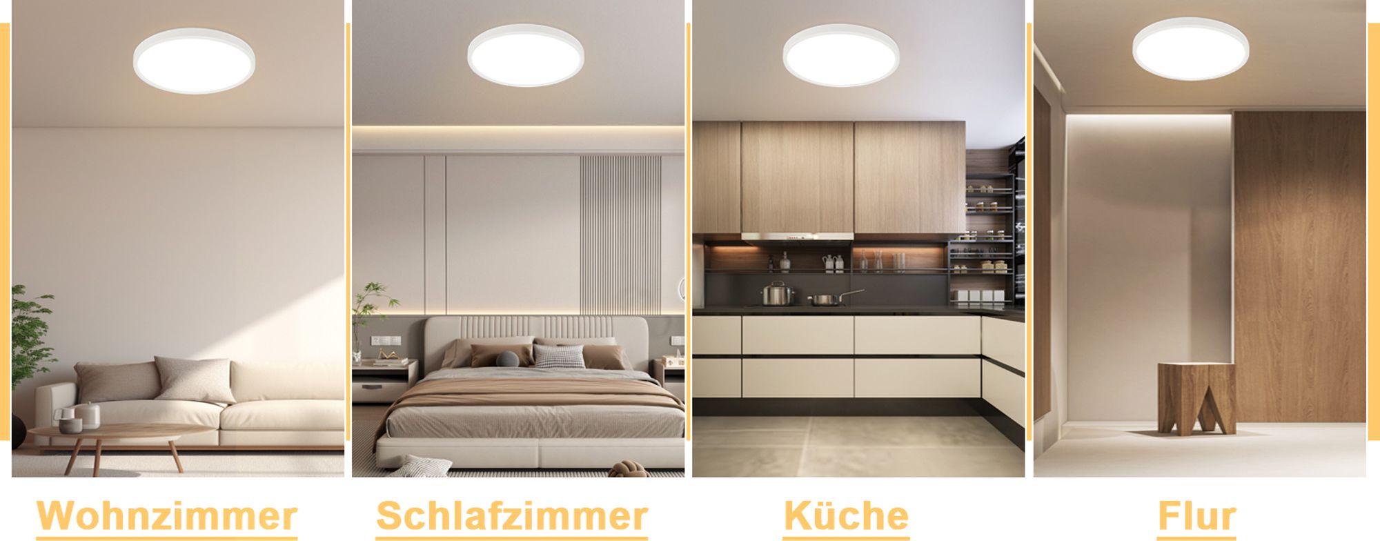 ZMH LED – biała, płaska lampa sufitowa 15 W, 3000 K (ciepła biel), 18 cm – małe oświetlenie sufitowe do kuchni i przedpokoju
