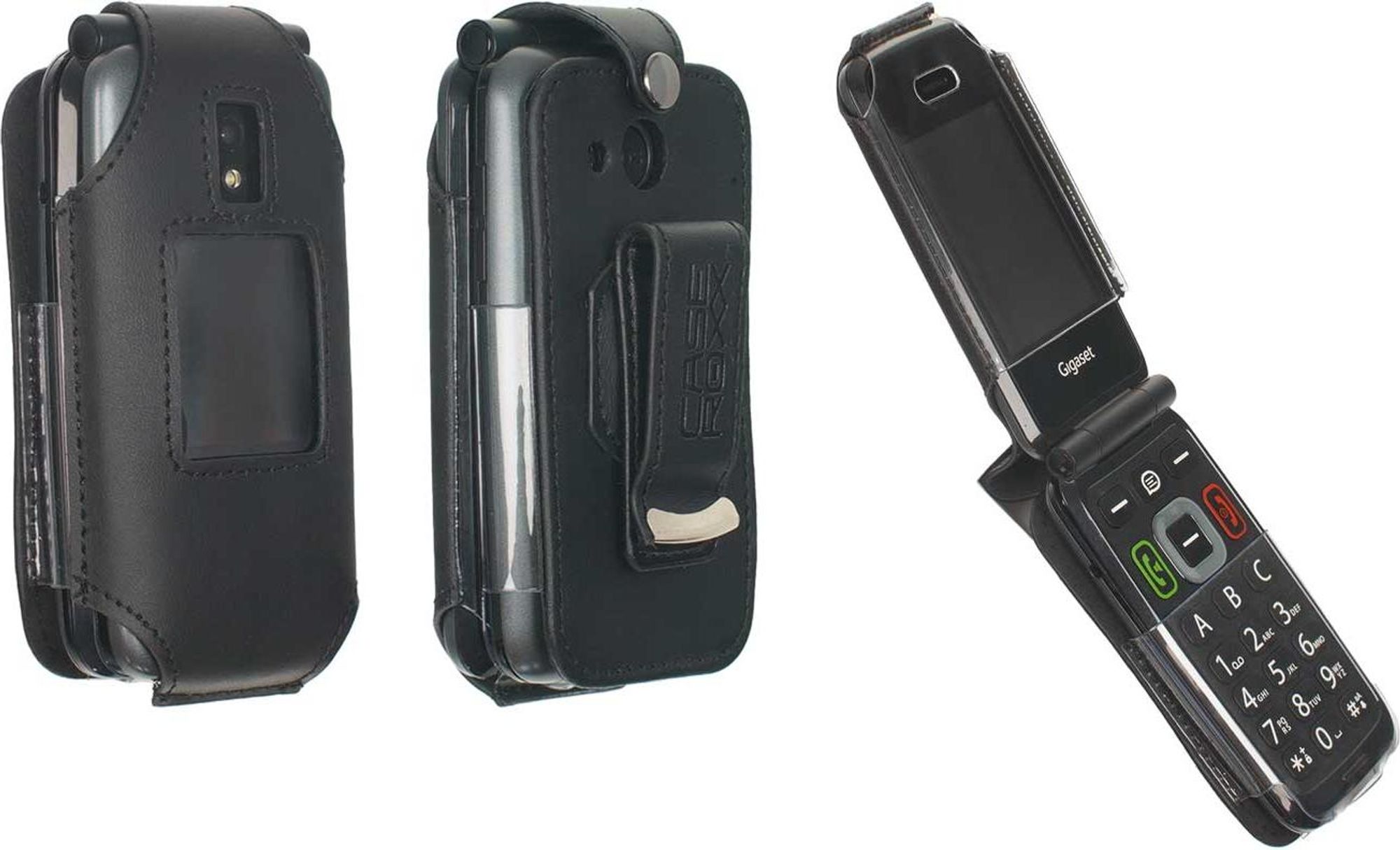 caseroxx Ledertasche mit Gürtelclip kompatibel mit Gigaset GL795 / GL7 aus Echtleder, Tasche mit Gürtelclip und Sichtfenster Bild 1