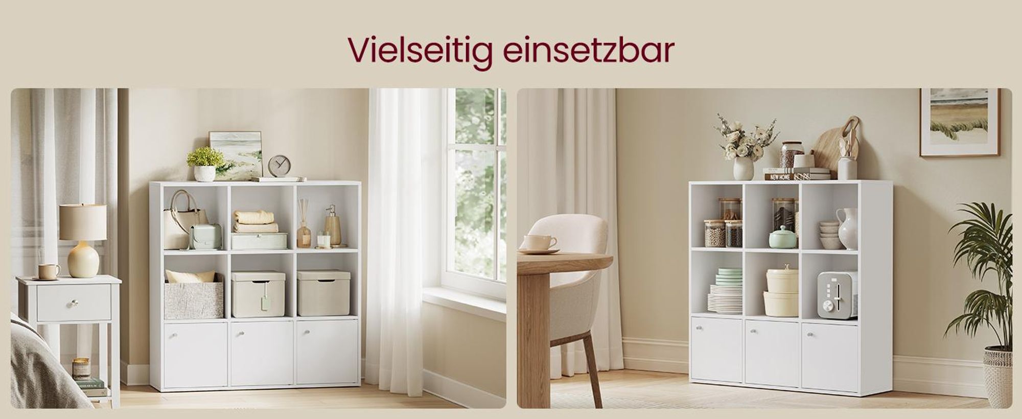 VASAGLE Bücherregal aus Holz weiß mit 3 Türen 97,5 x 30 x 97,5 cm freistehender Bücherschrank für Zuhause oder Büro Aufbewahrungsregal LBC33WT