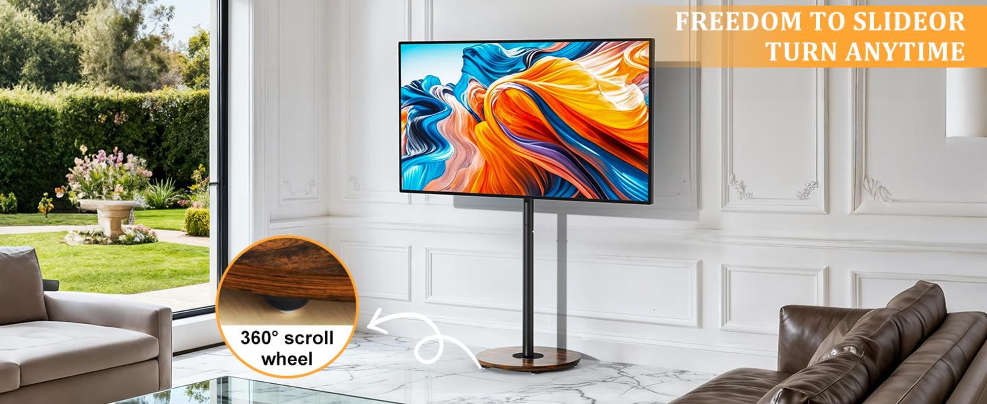 WISFOR TV Standfuss Höhenverstellbar, TV Ständer Rollbar, TV Bodenständer für 40-75 Zoll Fernsehstand, VESA 600x400mm, bis Max 50kg, schwarz