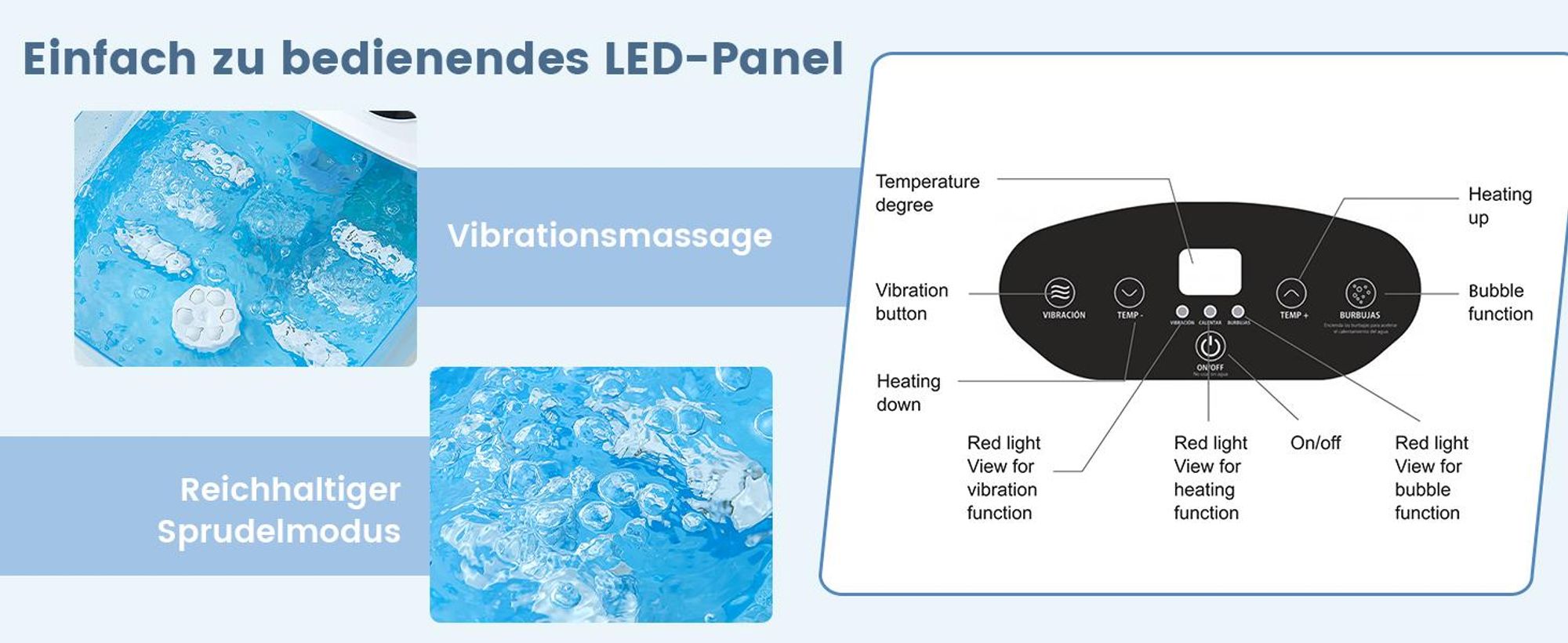 COSTWAY Fußsprudelbad elektrisch, Massagegerät mit 35-46°C Heizung, Blasen & Vibration, Fußbad mit 1H Timer, Bimsstein, Massagerollen & Massageknoten