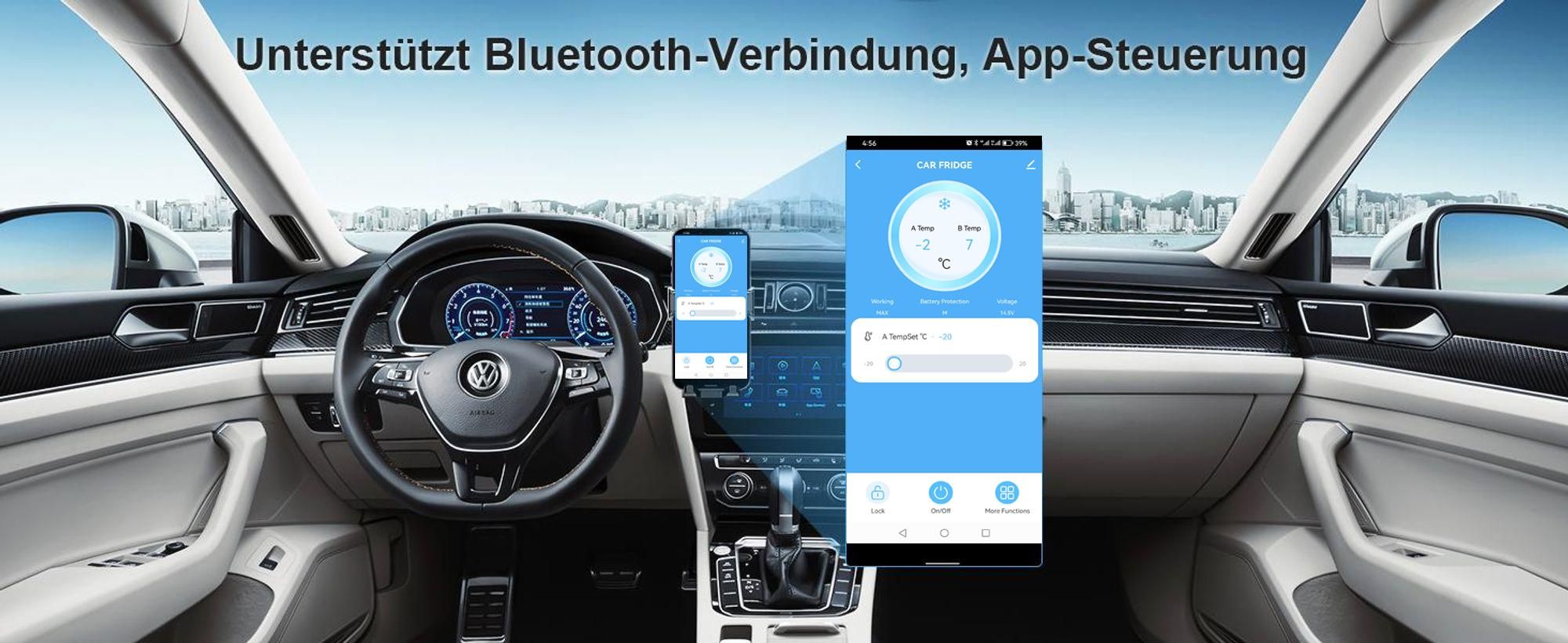 55L Kompressor Kühlbox Dual Zone bis -20℃, 12/24V DC & 230V AC,Kühlbox Kompressor mit APP-Steuerung, Gefrierbox für Auto, Boot, Camping, Geländefahrt