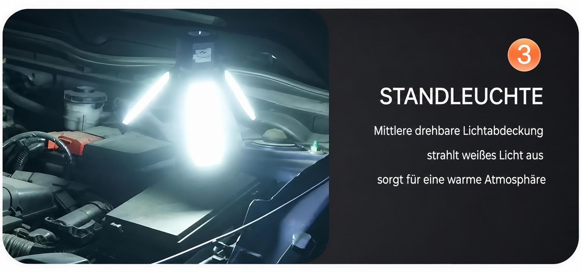 LED-Tragbare-Campingleuchte, 90-Grad-Drehung,3000mAh Campinglampen, wiederaufladbare Taschenlampe, faltbare Zeltleuchte, geeignet für Camping-Notfälle