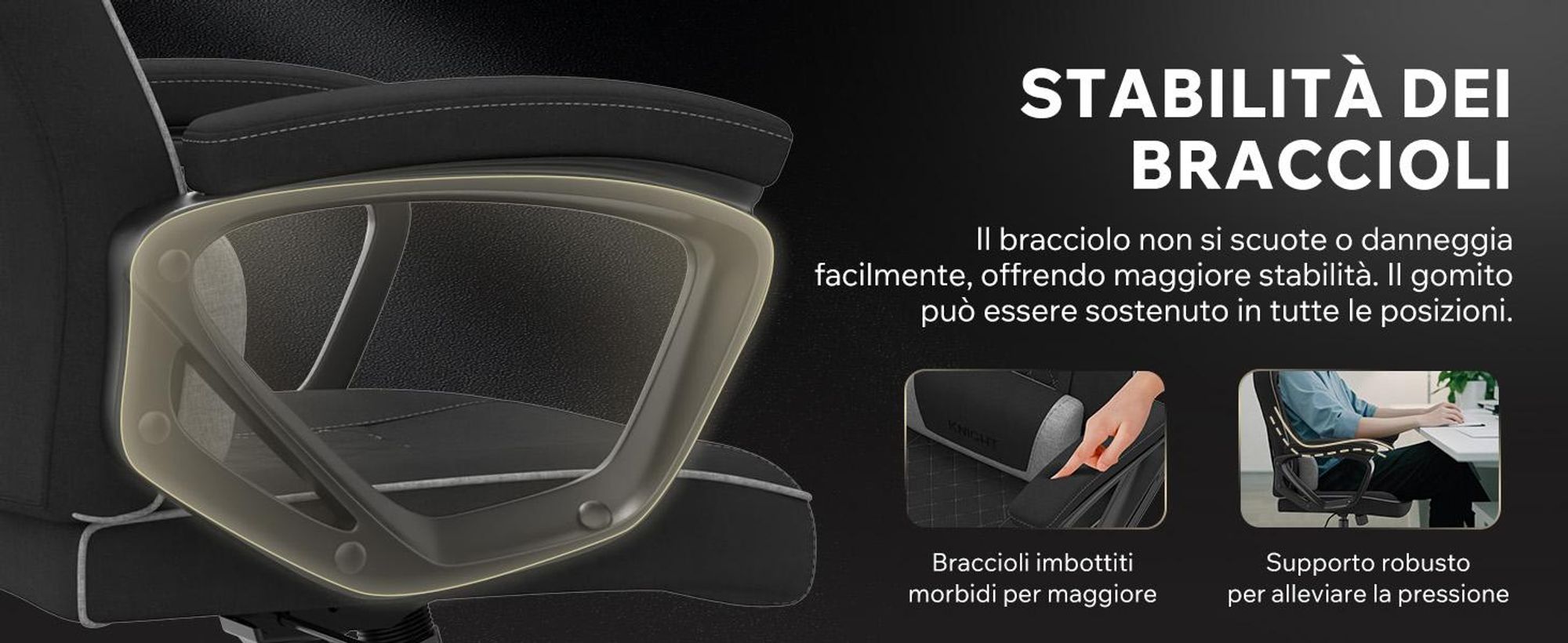 SENSE7 Knight Sedia da gioco in tessuto nero-grigio - Sedia da ufficio ergonomica Sedia da scrivania Sedia da computer Sedia da gaming Sedia da corsa 120 kg