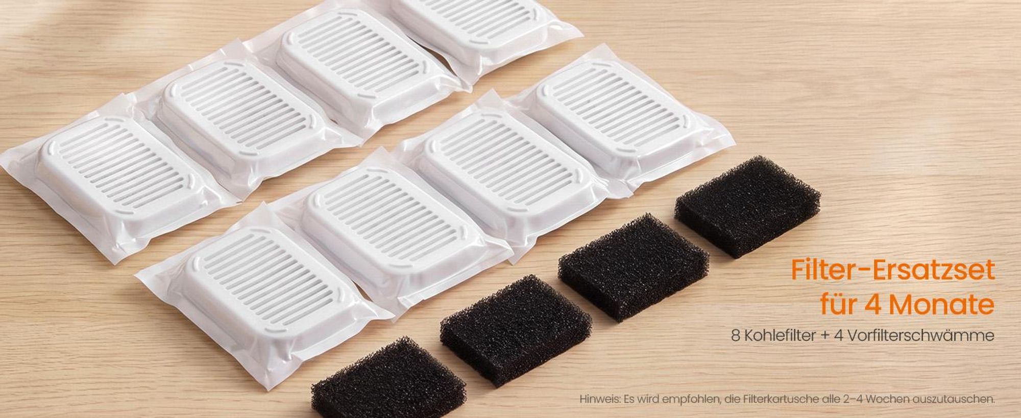 Feandrea Ersatzfilter für Katzenbrunnen, 4-Stufen-Filtersystem mit Aktivkohle, 12 Stück, 6,6 x 4,7 x 1 cm, Weiß