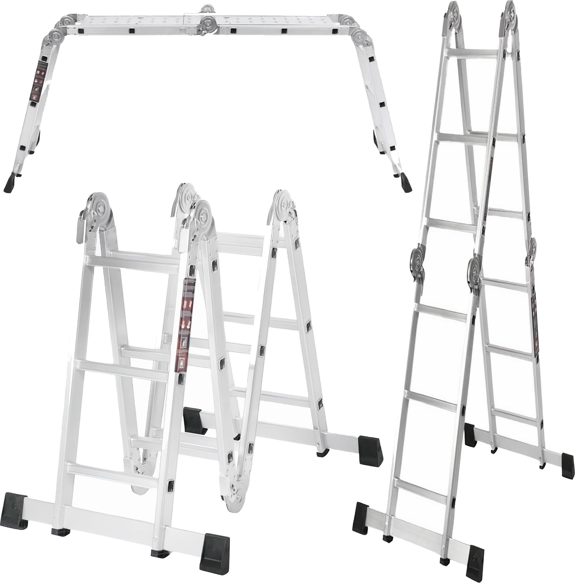 KRAFT&DELE | Mehrzweckleiter, mit Plattform, 346cm, 4x3, Multifunktionsleiter, Alu Vielzweckleiter, Klappleiter, Haushaltsleiter Max Belastung 150kg, Gelenkleiter, Klappleiter, Stehleiter, Aluleiter