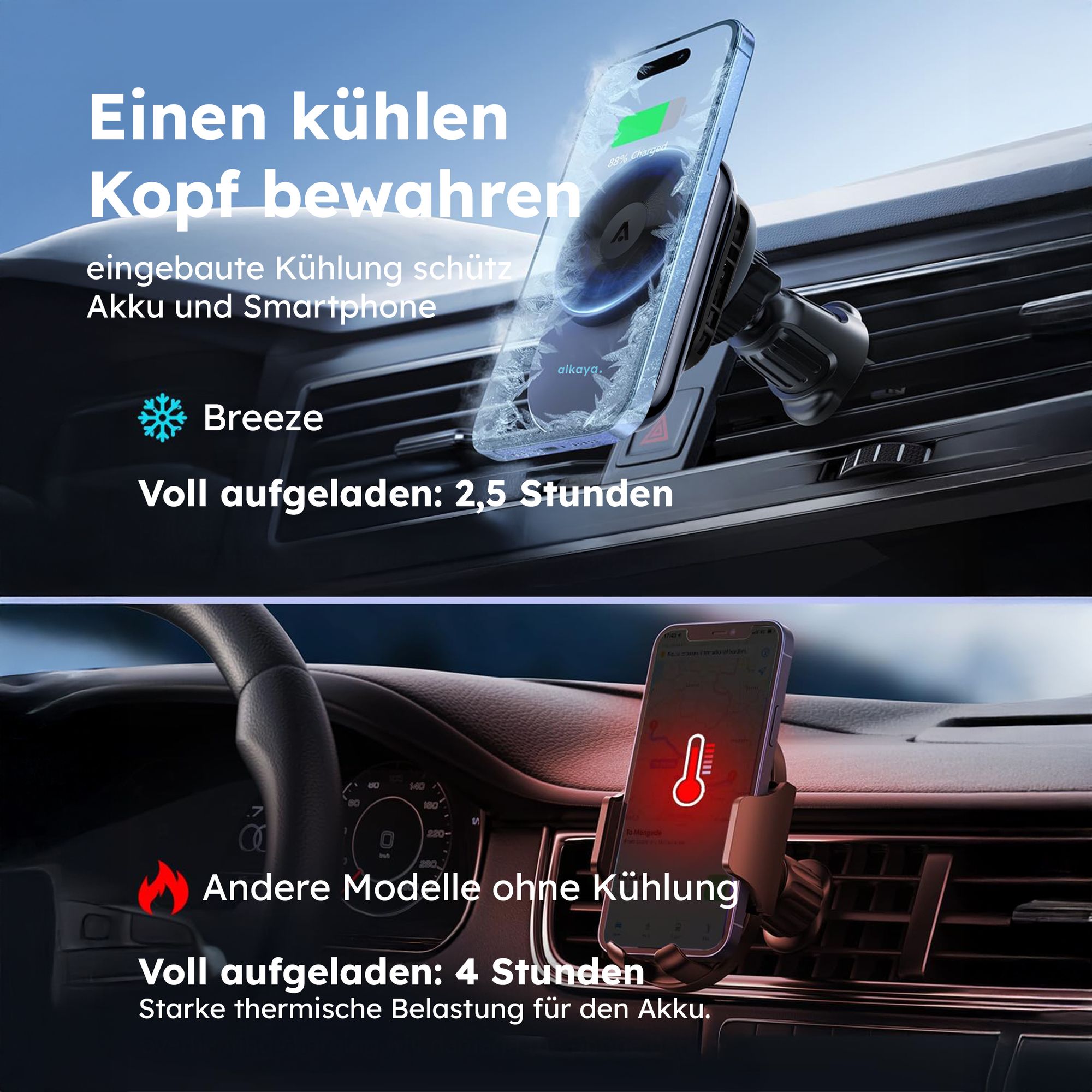alkaya Breeze MagSafe Wireless KFZ Ladegerät schwarz (CR-50010)