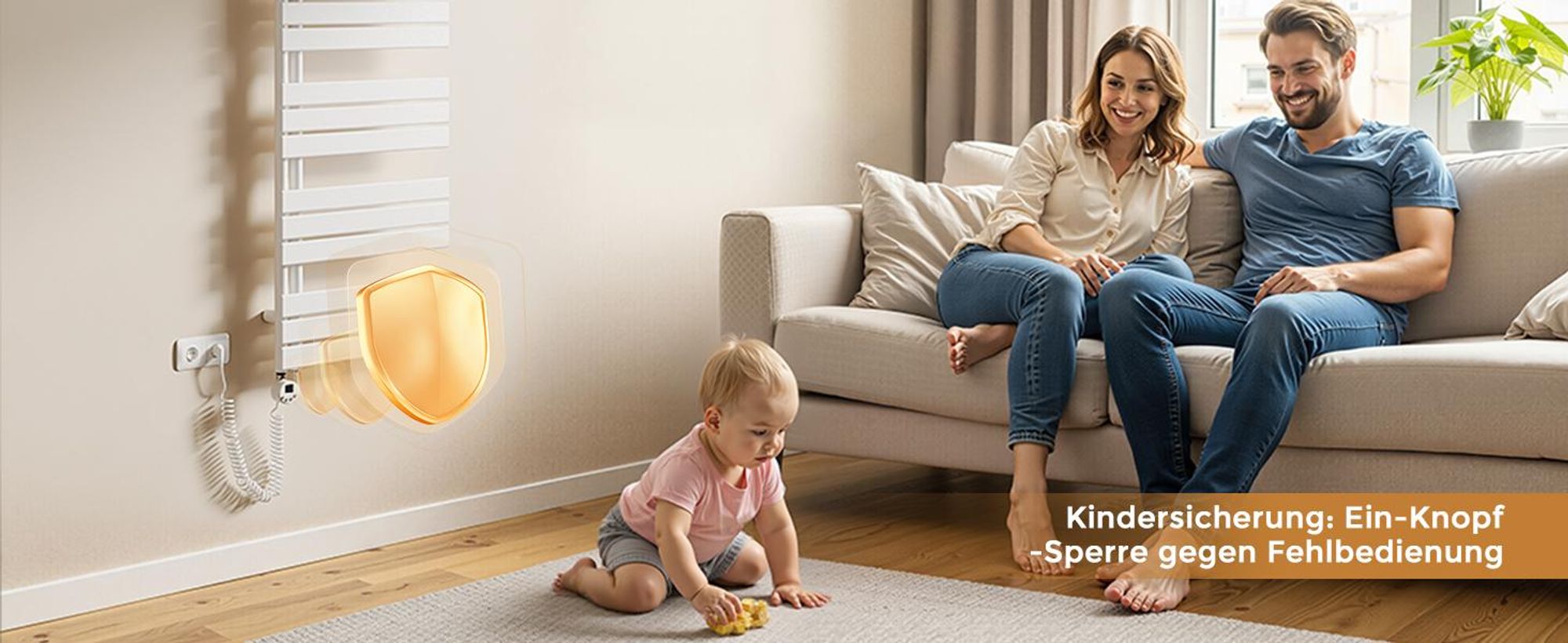 S’AFIELINA Heizstab mit Thermostat 300W, programmierbarer Timer & LCD-Anzeige, WiFi, für Badheizkörper, Edelstahl, intelligente Steuerung, Weiß