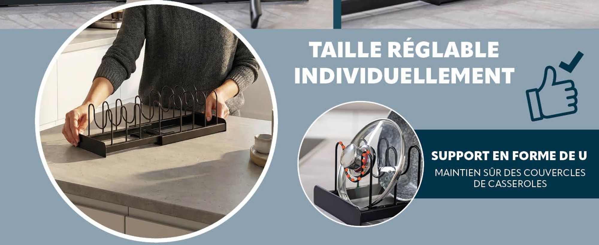 Support pour couvercles de casseroles pour la cuisine