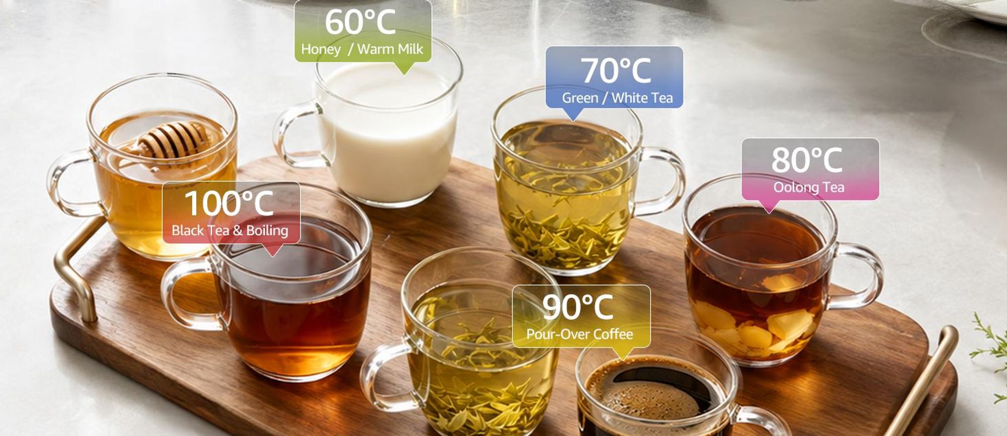 Aigostar Glas Wasserkocher 1,7 L mit Temperatureinstellung 60–100 °C, 2200 W, Farbwechsel-LED, 120 Min. Warmhaltefunktion, Edelstahl & Borosilikatglas