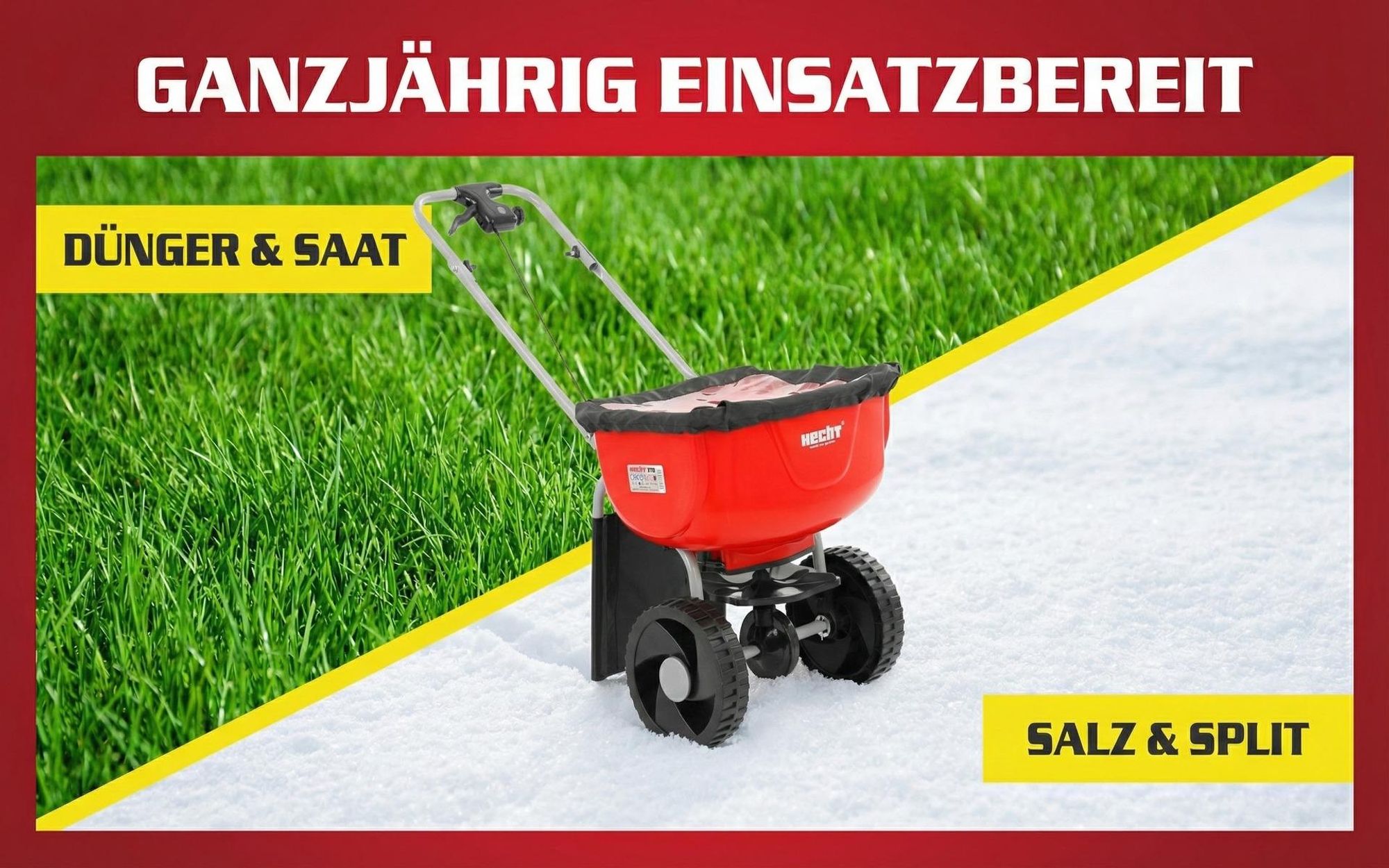 HECHT 270 Düngerstreuer Streuwagen | 27 Liter | mit Abdeckhaube | Stufenlose Mengeneinstellung