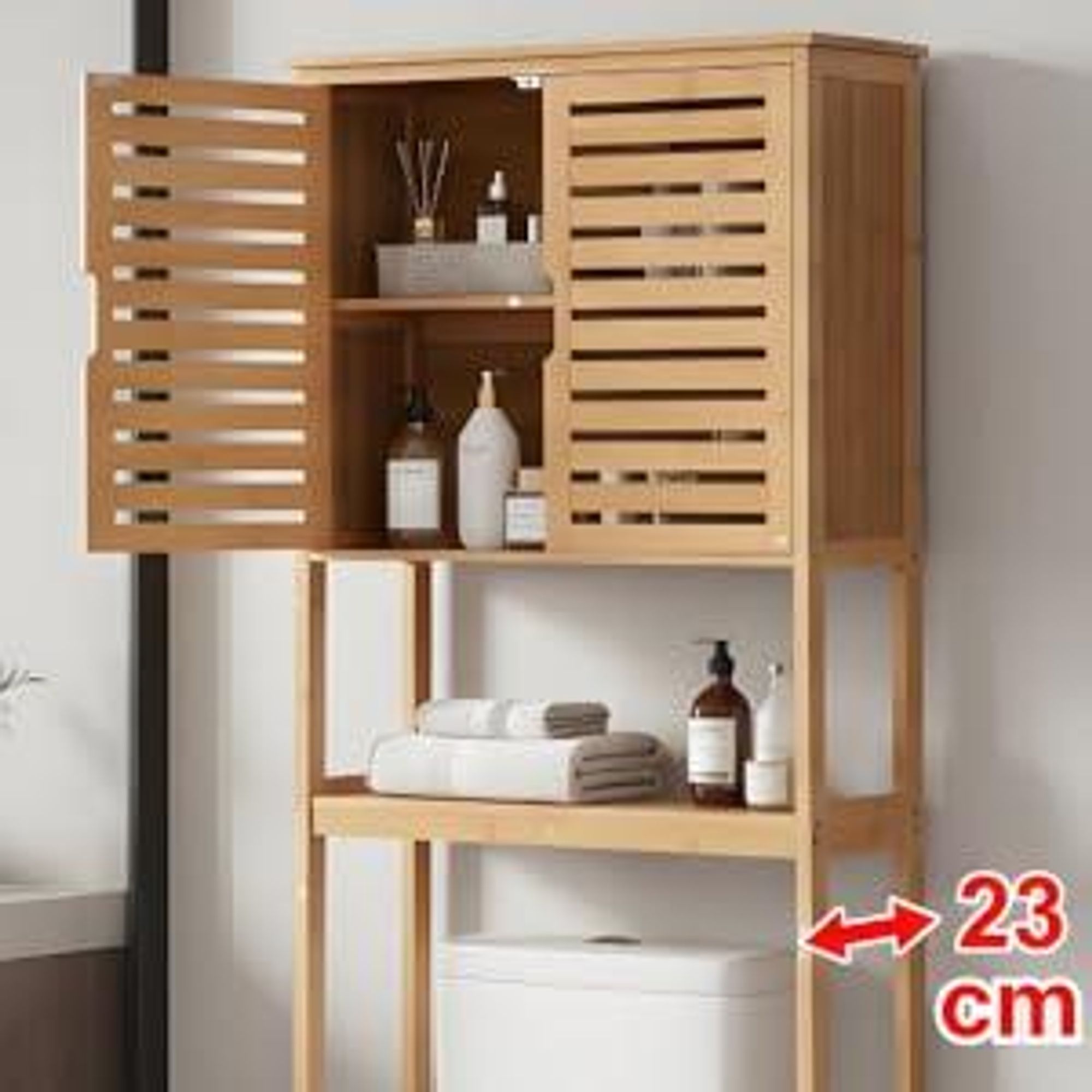 MinteLiv Waschmaschinenschrank Bambus - Platzsparendes Toilettenregal & Badregal