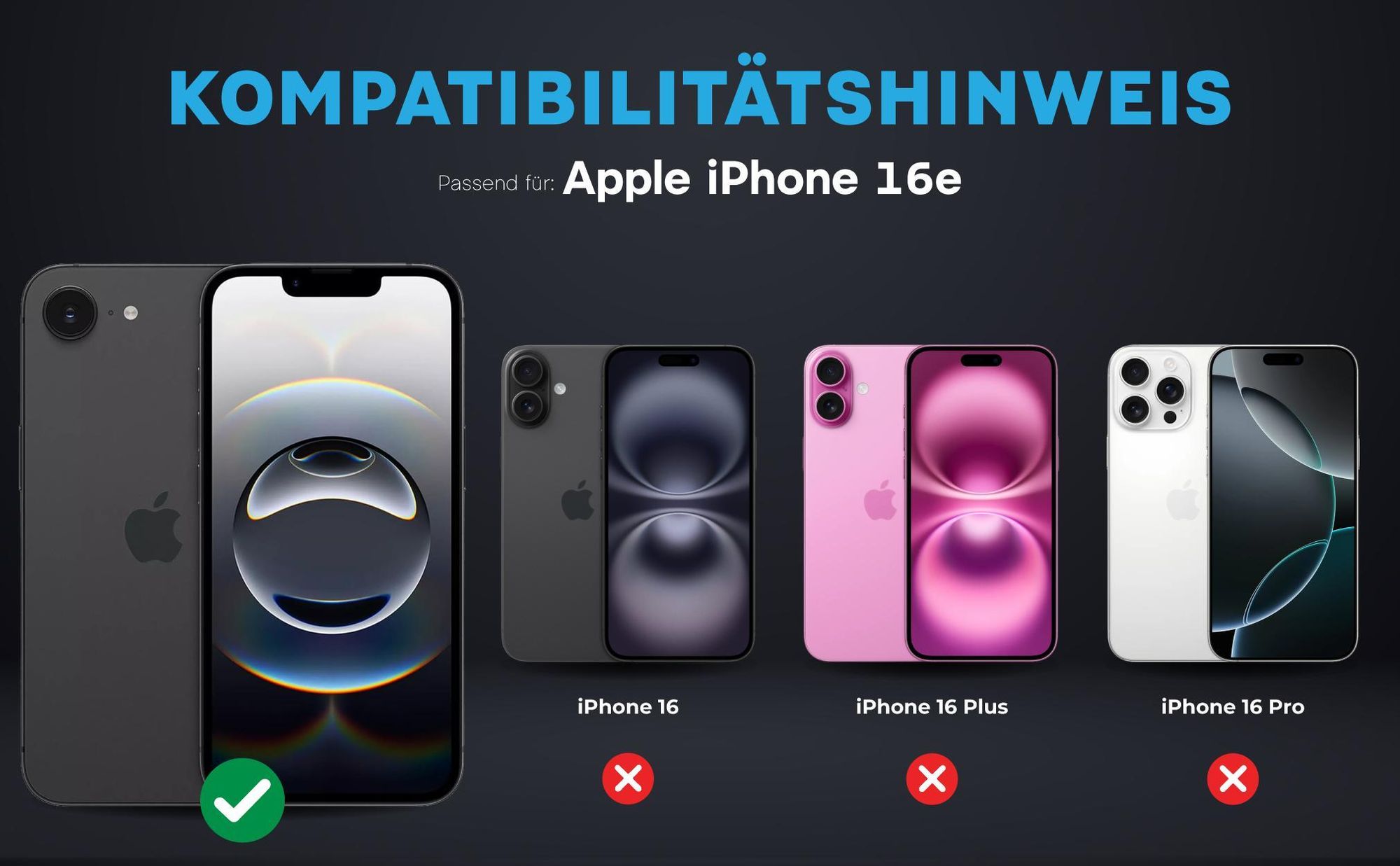 Kompatibilitätshinweise Kameraglas für Apple iPhone 16e