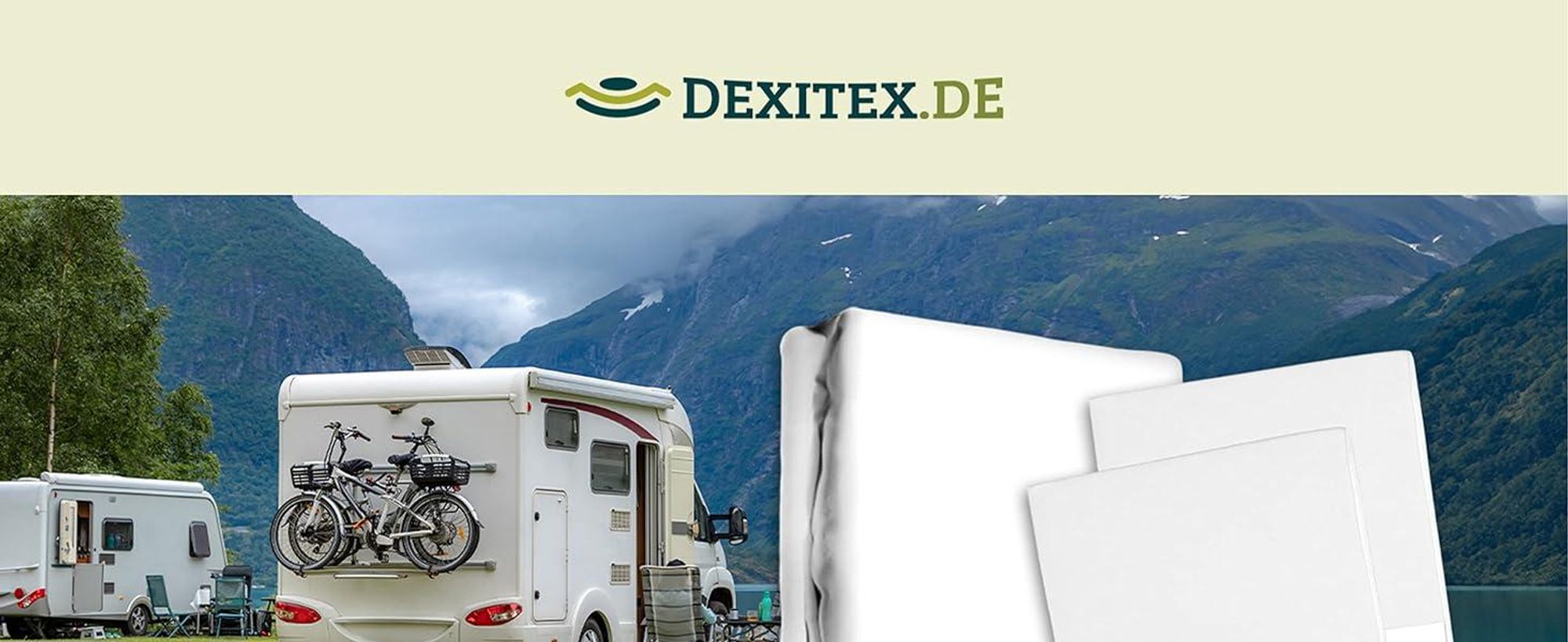 Wohnmobil in der Natur mit Spannbettlaken und Matratzenschoner